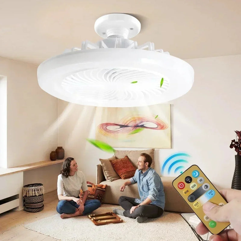 IRALAN Modern Smart 3-in-1 Ceiling Fan with Remote Control E27 AC85-265V Lighting Base for Bedroom and Living Room Lighting