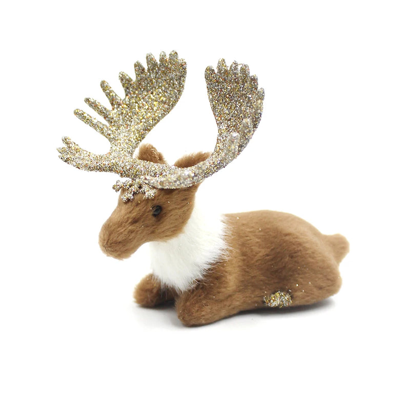 Simulation Christmas Deer Model Favor Xmas Home Decoration Craft Ornaments Display Table Reindeer Elk Animal Miniatures Kid Gift