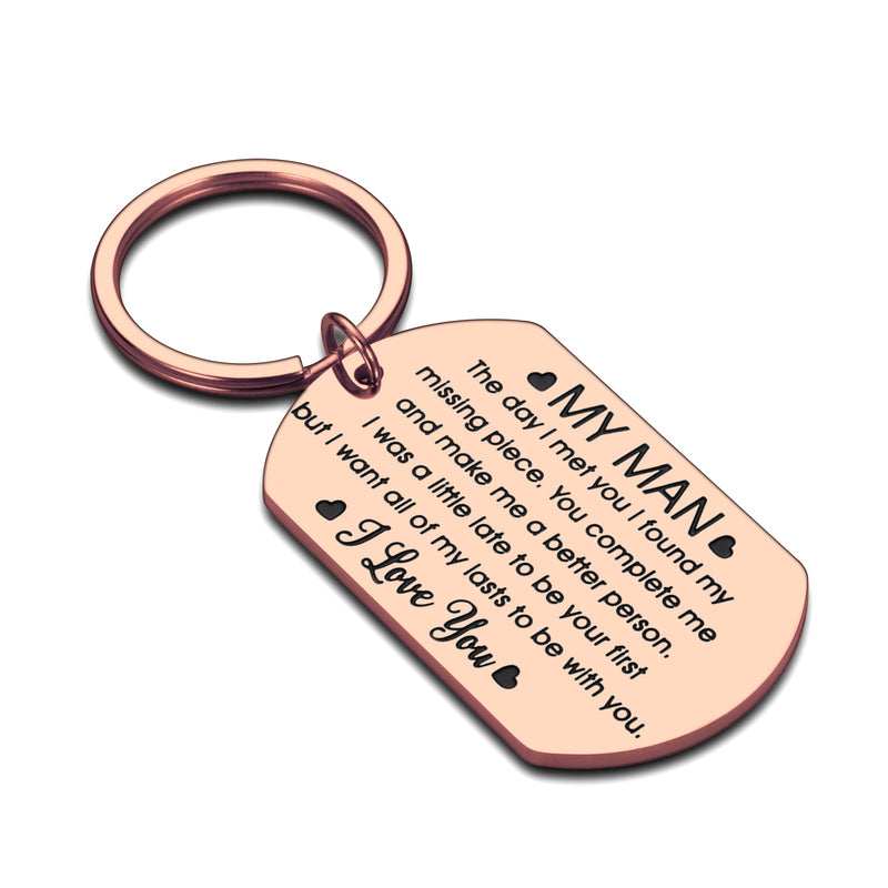 Birthday Valentine Day Keychain Gifts For Boyfriend Husband My Man I love you Couples Keyring for Man Wedding Gifts Key Chains