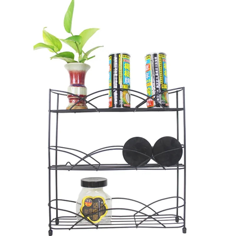 Countertop Spice Racks Organizer Cabinets Wall Mount Seasoning Organizer 3-Tier Storage Shelf for Kitchen Cupboard Rubber Feet