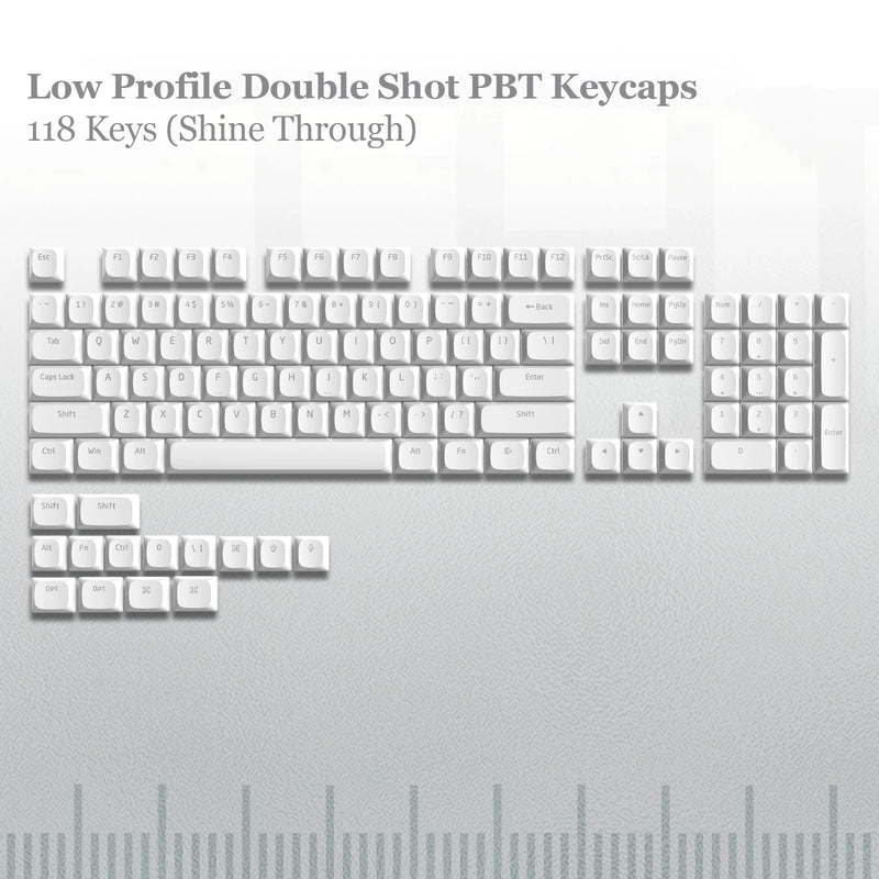 118 Keys Low Profile PBT Keycaps Slim Horizon Keycaps for Cherry Gateron MX Switches Gamer Keyboard with Works US and UK Layout