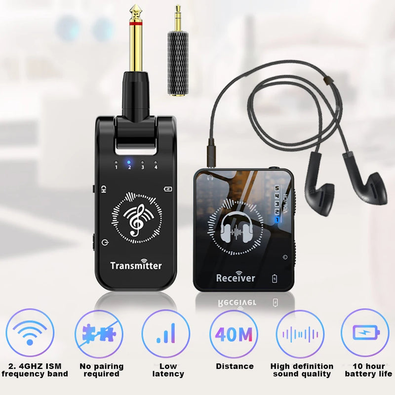 Wireless in Ear Monitor System Rechargeable Transmitter Receiver Wireless Earphone Monitor Transmission System 10H Battery Life