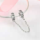 Real 925 Sterling Silver Charms Bead Heart Flower Round Shape Safety Chain Charms Fit Original Charm Bracelet Jewelry Making