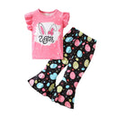 Adorable Baby Girl Easter Outfit Set with Short Sleeve Top and Flare Pants - Cute Toddler Clothing for Spring Festivities