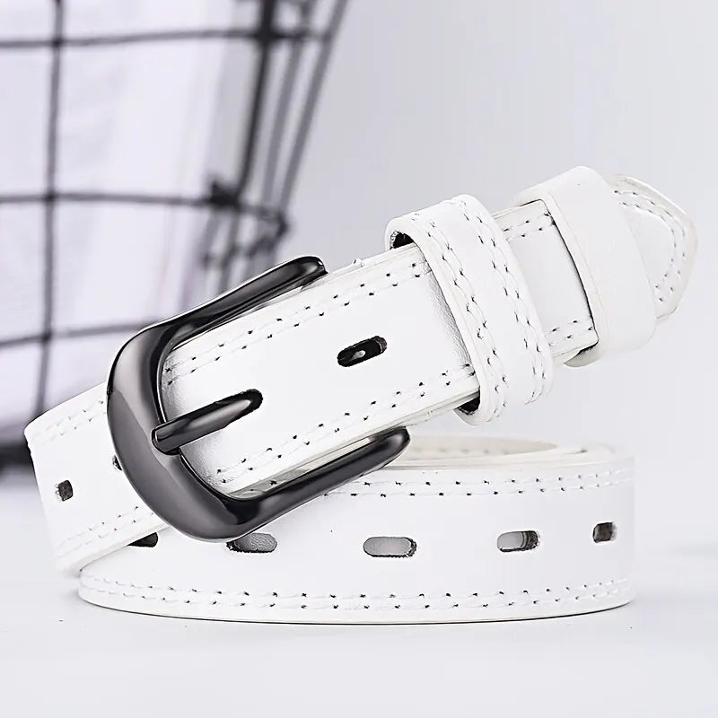 Women's Belt Retro Needle Buckle Men's Belt Casual Trend Belt Soft Belt Hollow Belt Paired with Jeans Belt PU Leather Belt