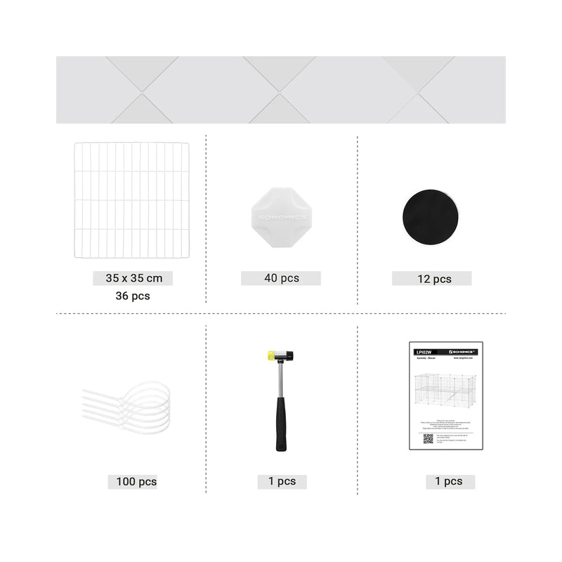 SONGMICS 2-Floor Metal Pet Playpen, 36 Grid Panels, Customisable Cage Enclosure for Small Animals, Guinea Pigs Hamster Runs