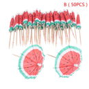 50pcs Umbrella Cocktail Decorative Garnishes Bamboo Stick Summer Tropical Luau Party Hawaiian Beach Theme Flamingo Party Decor