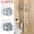2PCS Home Storage Rack Bathroom Suction Hanging Pipe Traceless Hooks Wall Mounted Mop Organizer Holder Waterproof Broom Hanger