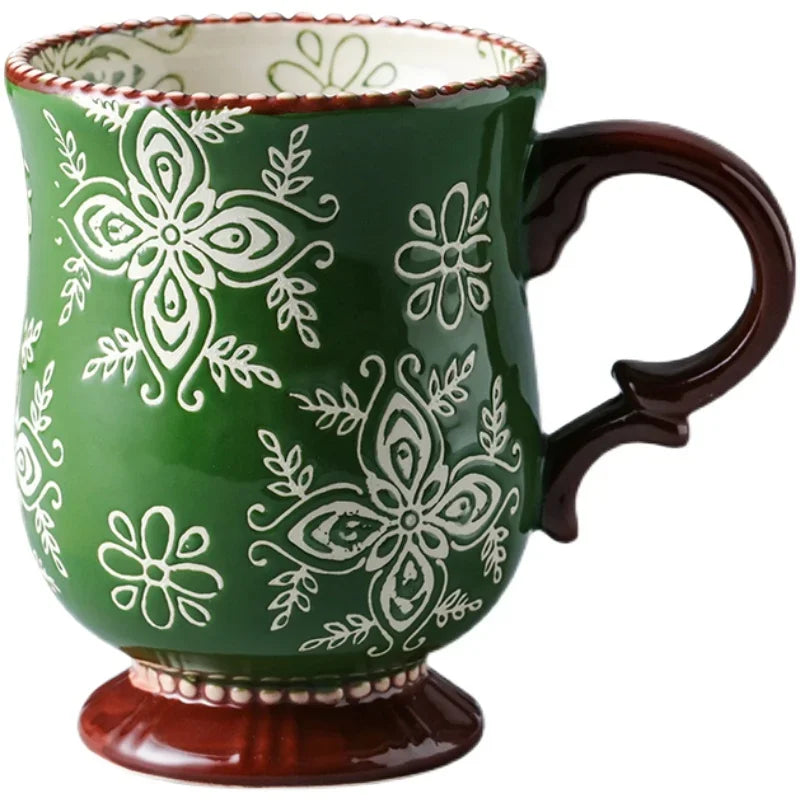 Creative Christmas Mugs Hand-painted Ceramic Mug Coffee Cup Household Water Cup Children Couple Juice Oatmeal Cup Coffee Mug