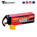 SUNPADOW 4S Rechargeable Lipo Battery 14.8V 6000mAh 70C Soft Pack with XT90 for RC Buggy Truggy Vehicles Car Boat TrucK Tank