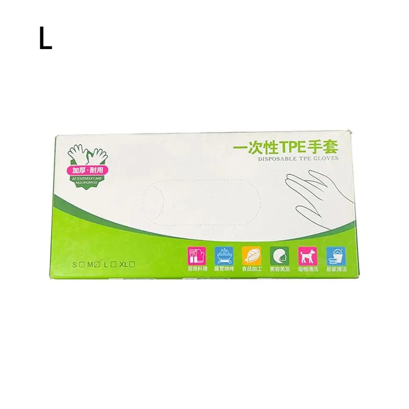 100Pcs Latex Free Gloves TPE Disposable Gloves Transparent Non-Slip Acid Work Safety Food Grade Household Cleaning Gloves