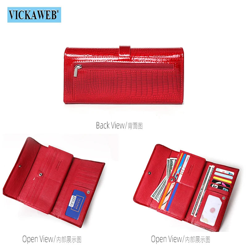 Free Gift Women Leather Wallet Long Ladies 3 Folders Clutch Money Bag Design Purse Fashion AE605-25