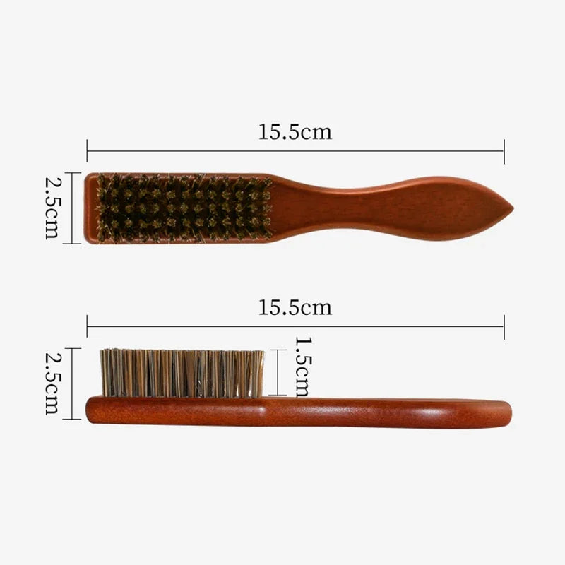 Men Beard Brush Wood Handle Boar Bristle Moustache Cleaning Brush Hairdressing Anti Static Barber Hair Styling Comb Shaving Tool