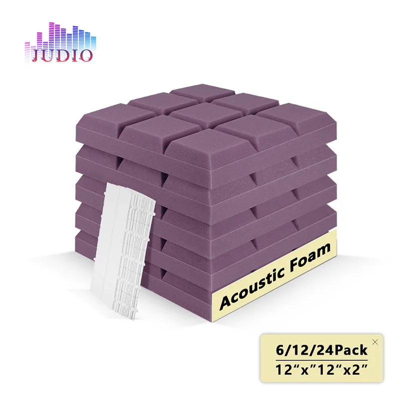 Sound Proof Insulation 6/12/24 Pcs, Acoustic Foam Panels Noise Insulation Wall Pad, For Recording Studios Offices Podcasting KTV