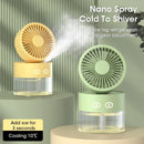 2024 Summer New Humidifier Spray Fan Portable USB Water-cooled Mini Desktop Household Appliances Water Mist Fan with LED Light