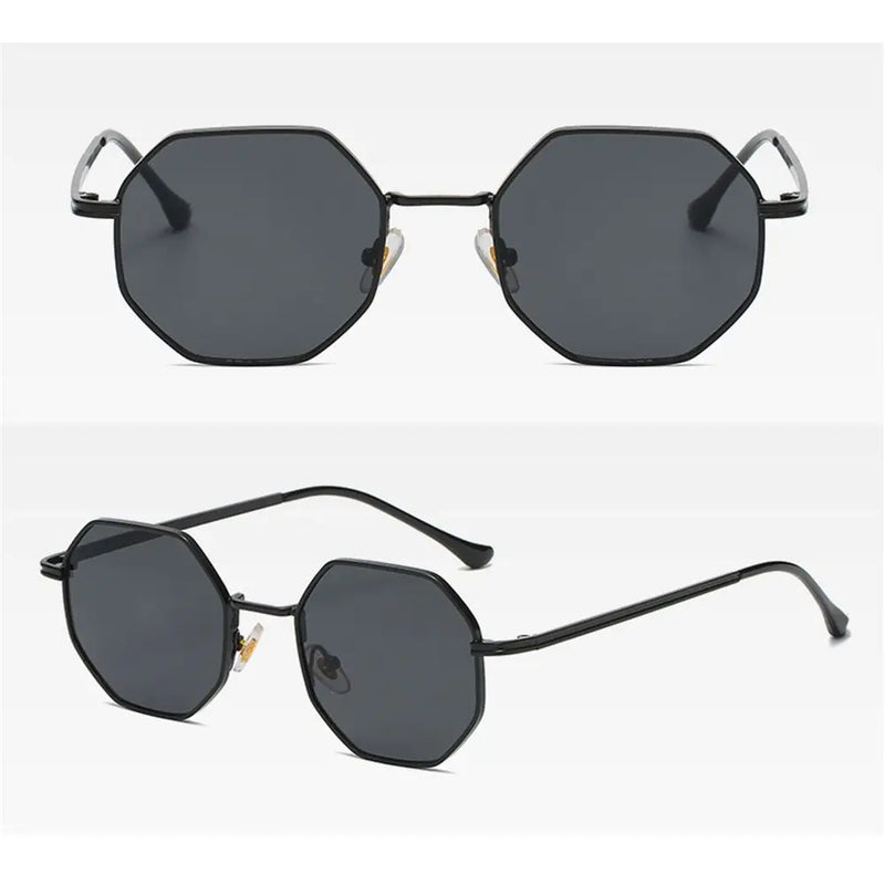 Retro Square Sunglasses for Men/Women Fashion Small Frame Polygon Sun Glasses Vintage Metal Sunglasses