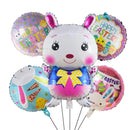 5pcs Easter Cute Rabbit Balloons White Bunny Shaped Balloons Happy Easter Foil Balloons for Easter Party Decors Kids Birthday