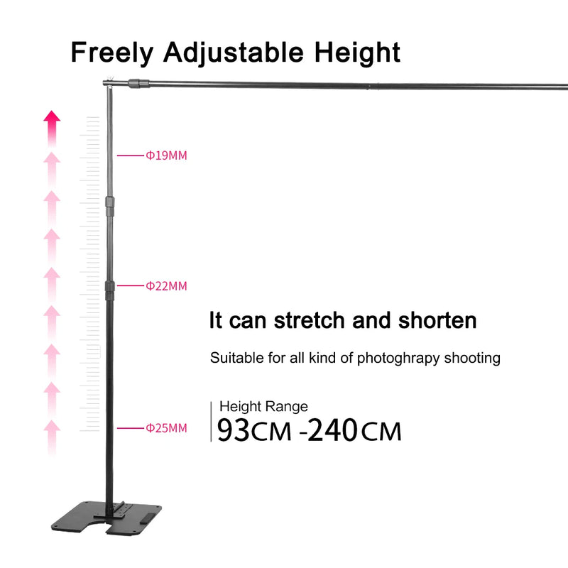SH 2.4X3M Heavy Duty Background Stand Frame  Heavy Outdoor Heavy Wall Stable Photography Studio Background Party Wedding