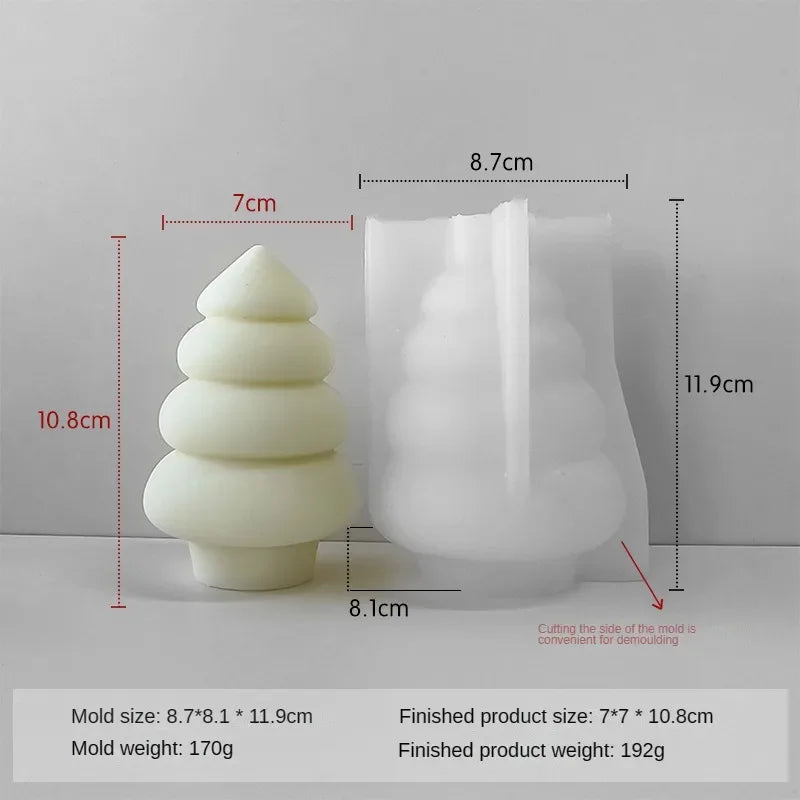 3D Christmas Tree Silicone Candle Mold Handmade Cute Xmas Tree Scented Aromath Soap Plaster Resin Mould Gift Ornament Home Decor