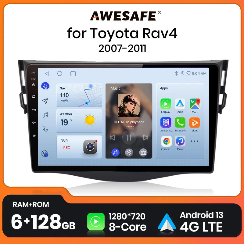 AWESAFE Wireless CarPlay for Apple Android Auto Radio for Rav4 2007 2008 2009 2010 2011 Multimedia Car Intelligent Systems