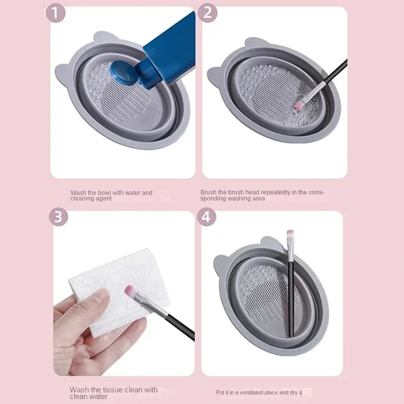 1PC Soft Makeup Brush Cleaning Tools Silicone Folding Wash Bowl Make Up Washing Brushes Gel Cleaner Bowl Scrubbe Beauty Supplies