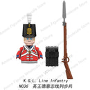 Medieval Napoleonic War French Dragoon British Soldiers Pirates Figures Army Scottish Fuisiler Building Blocks Weapons Brick Toy