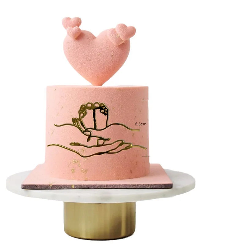 2023 New Baby's Happy Birthday Party Cake Topper Gold Cartoon Acrylic Cake Toppers for Baby Shower Cake gift Dessert Decoration