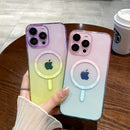 Luxury Gradient Pattern Wireless Charge Magsafe Case For iPhone 11 12 13 14 15 Pro Max Plus Soft Transparent Magnetic Cover