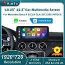 12.3'  Wireless CarPlay Android Auto Multimedia Display Screen for Mercedes-Benz A W176 B W246 CLA GLA Class 2013 to 2015