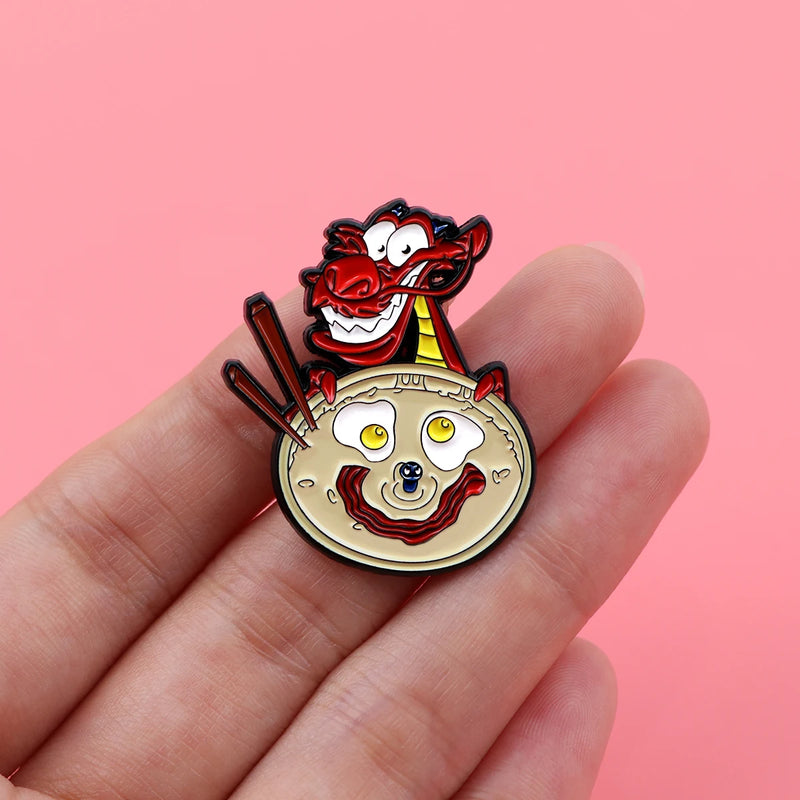 Mushu Dragon Enamel Pin Mulan Brooches for Women Lapel Pins Badges on Backpack Clothing Accessories Funny Jewelry Gift