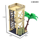 Military MOC Sentry Building Block Soldier Sandbag Fence Cannon Shell Barbed Wire Weapon Rack Training Field Watchtower Toy K018