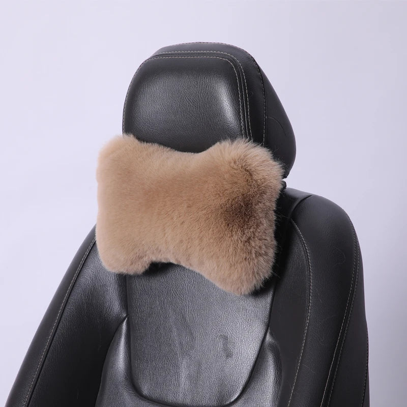 Car Seat Neck Rest Pillow Winter plush Car Headrest Plush warmth and comfort Universal Lumbar Pillow Support Accessories Back