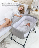 Baby Grab-and-go Travel Cot  with Mattress & Silent Wheels,  Rocking Crib Convertible, XYT-001