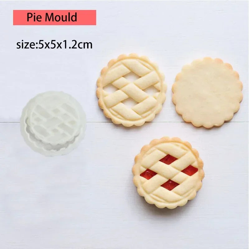 3D Cartoon Sandwich Cookie Cutter, Biscuit Mold, Christmas Plastic Pressable Fondant Cookie Stamp Cake Decor Baking Supplies