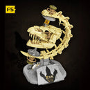 F5-I0003 Dinosaur Era Globe with Lighting Building Blocks Jurassic Tyrannosaurus Rex Skull Model STEM Toys for Kid Birthday Gift
