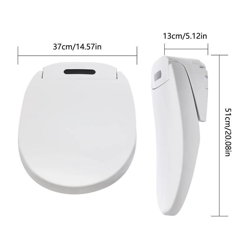 Electronic Heated Smart Toilet  Seat Bidet with Air Dryer Adjustable Temp LED Night Light Self-Cleaning Nozzle Side Controls