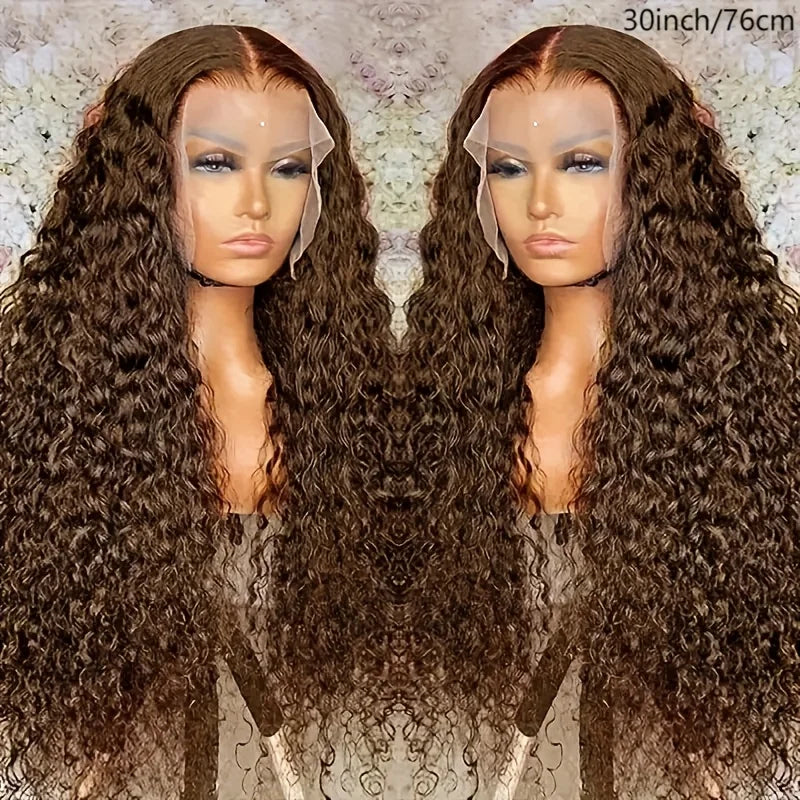 Chocolate Brown Curly Deep Wave Human Hair Wigs 13x6 Lace Frontal Wig 30 Inch Colored 13x4 Lace Front Wig Brazilian Women Choice
