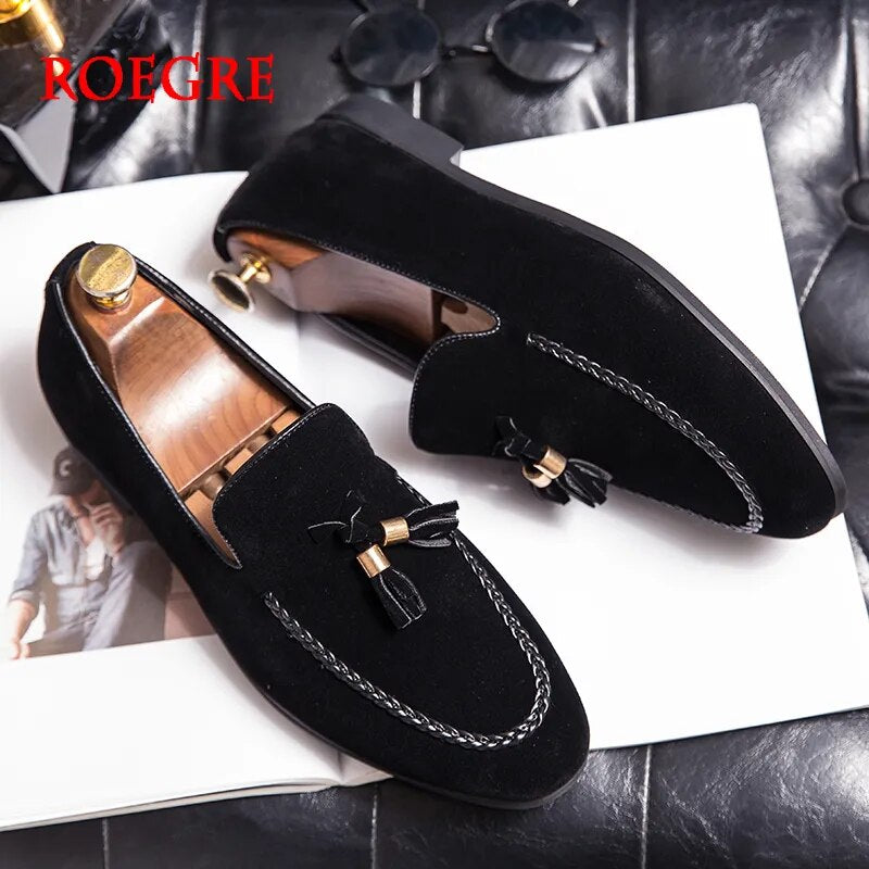 Designer New Mens Leather Casual Shoes Formal Brogue Shoes for Men Tassel Loafers Large Size Comfortable Black Brown Moccasins