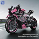 Cyberpunk Pink Motorcycle Desktop Decorations 2045PCS Racing Building Block Model  Kid Toys Christmas Easter Festive Gift Giving