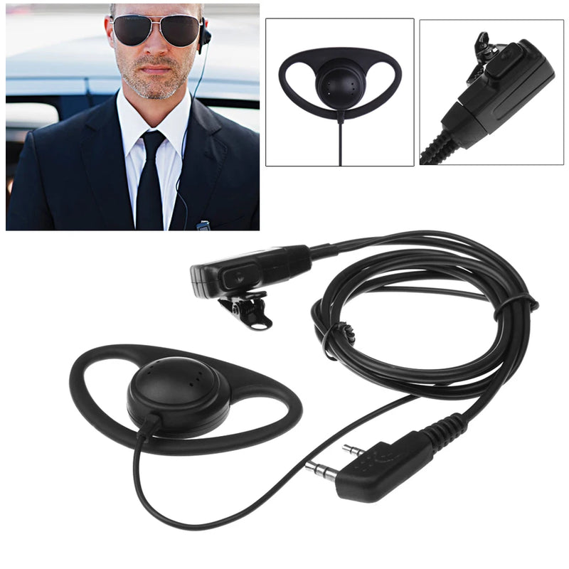 D-Shape Walkie Talkie Headset with MIC PTT Walkie Talkie Earpiece Headset Multifunctional for Baofeng Kenwood Puxing TYT Radio