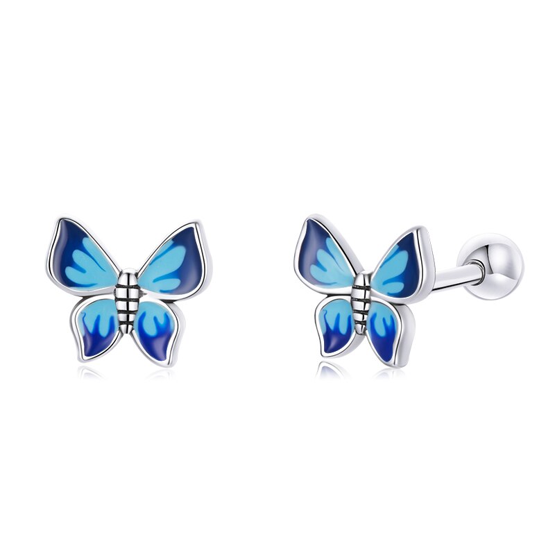 Bamoer Cute Romantic Fairy Elevs Exquisite Stud Earrings for Women Genuine 925 Sterling Silver Rainbow Ear Studs Luxury Jewelry