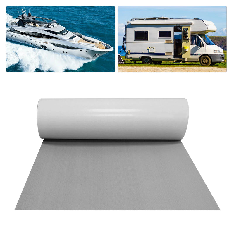 Gray W/O Stripes EVA Foam Teak Sheet Marine Flooring 35.4Inchx94.5Inch Yacht Synthetic Boat Decking Self-Adhesive Pad