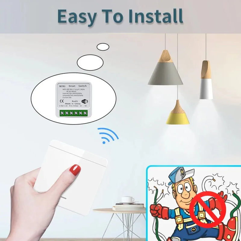 Tuya WiFi Smart with Gang Switch For Lighting RF433MHz Wireless Switch Smart Life APP Voice Control Work With Alice Alexa Google