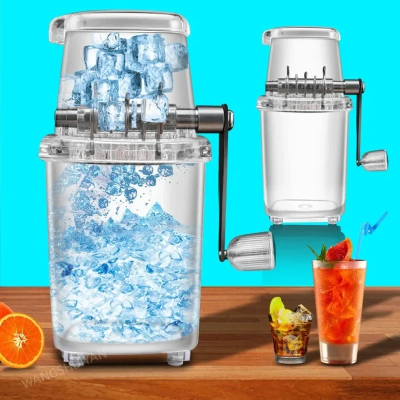 Multifunctional Manual Ice Crusher Mini Ice Shaver Chopper 1.25L Manual Snow Cone Smoothie Maker