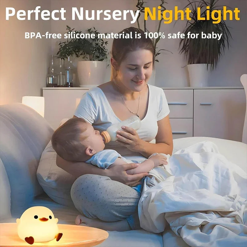 DoDo Duck Night Light, Cute Duck Lamp, Rechargeable Dimmable Nightlight, Silicone LED Bedside Lamp Nursery Touch-Sensitive