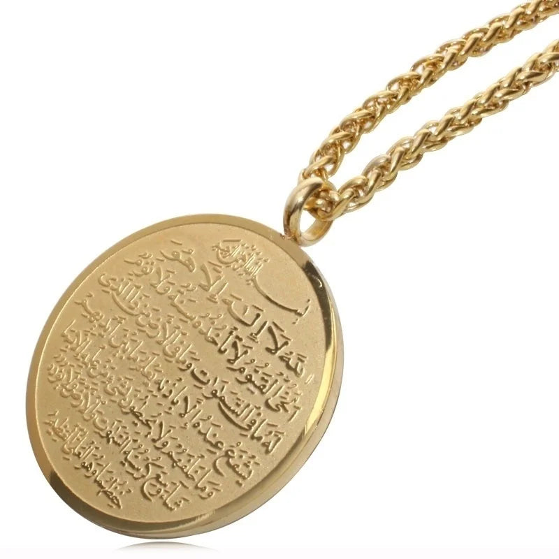 Classic Lucky Arabian God Allah Pendant Stainless Steel Necklace Ladies Islamic Muslim Charm Amulet Jewelry Gift Wholesale