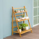 3 Tier Foldable Bamboo Plant Stand Planter Organizer Plants Display Shelf  for Indoor Outdoor