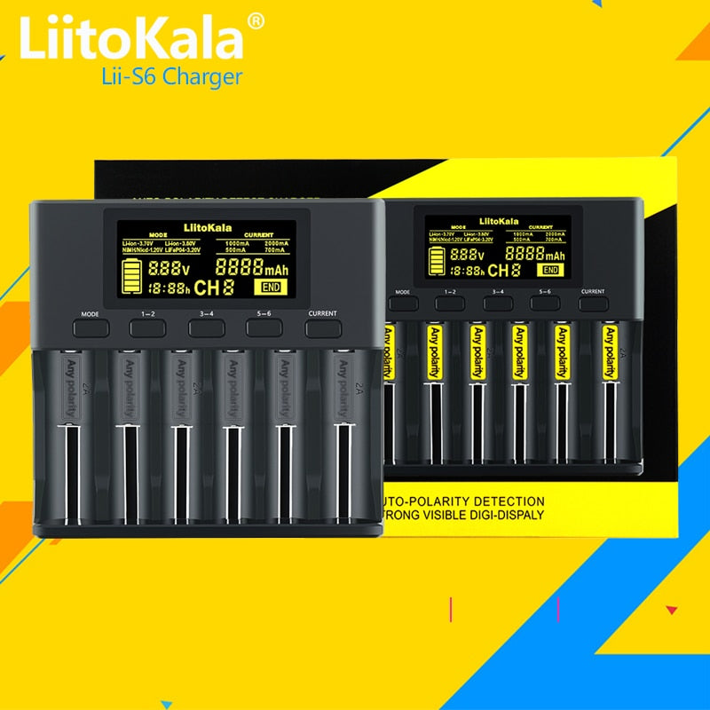 LiitoKala lii-S8 lii-S6 Lii-PD4 Lii-PD2 lii-S2 lii-S4 lii-402 lii-202 battery Charger 18650 26650 21700 lithium NiMH battery