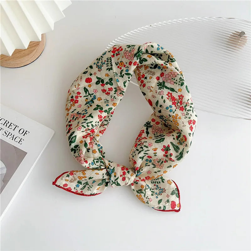 Approx 55cm Cotton Linen Square Scarf Neckerchief Spring Autumn Scarves Neck Scarf Turban Bandanas Headband Decoration for Women