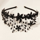 New Black Diablo Halloween Crystal Tiara Witch Headband Hair Accessories Fashion Party Jewelry Crown For Women